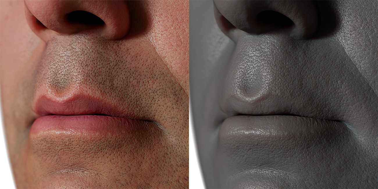 Male head scan skin pore details 